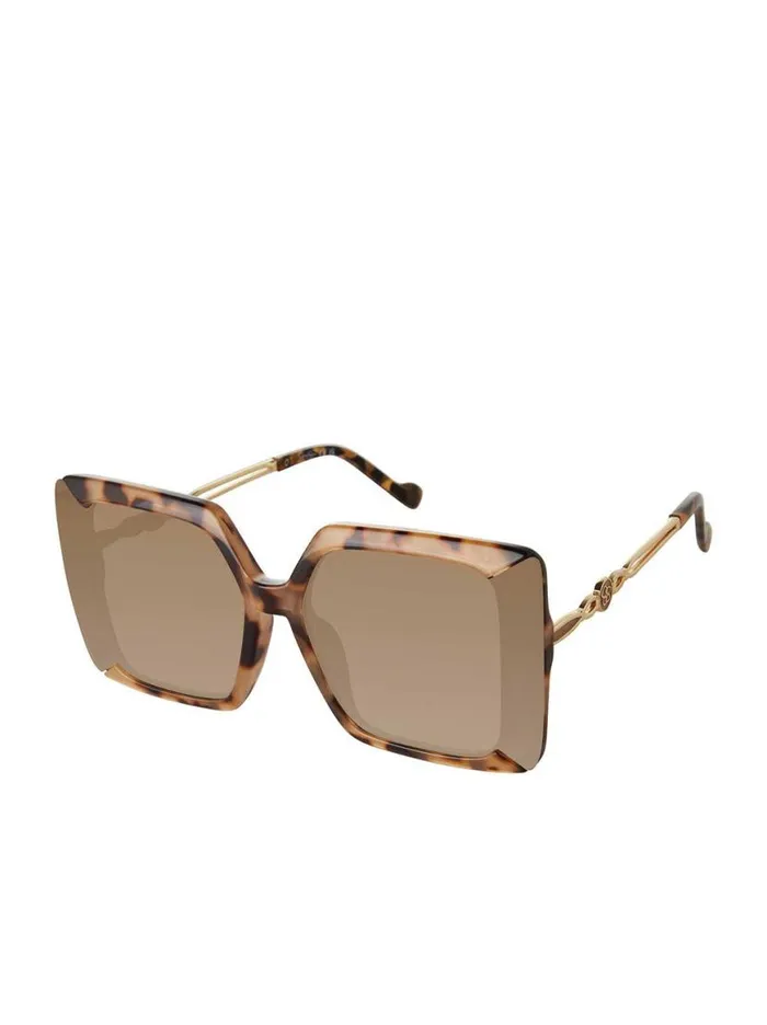 Women Glamorous Square Metal Temple Sunglasses In Tortoise Jessica Simpson Sunglasses