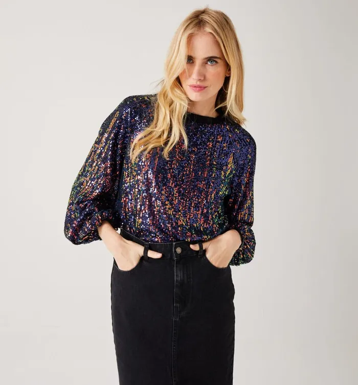 Women Glitzy Blouse 8211 Prune Fonce Promod Shirts And Tunics
