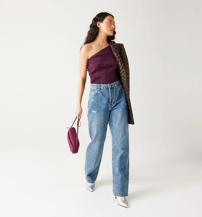 Women Glitzy OneShoulder Jumper 8211 Violet Promod Jumpers And Cardigans Women Glitzy OneShoulder Jumper 8211 Violet Promod Jumpers And Cardigans