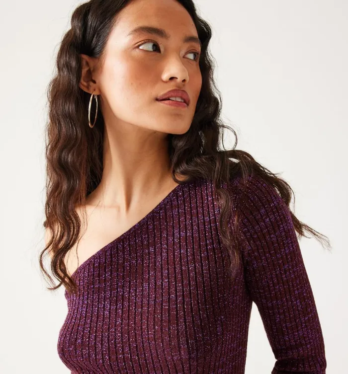 Women Glitzy OneShoulder Jumper 8211 Violet Promod Jumpers And Cardigans Women Glitzy OneShoulder Jumper 8211 Violet Promod Jumpers And Cardigans