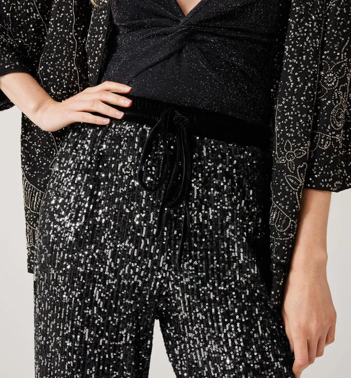 Women Glitzy Trousers 8211 Black Promod Trousers Women Glitzy Trousers 8211 Black Promod Trousers
