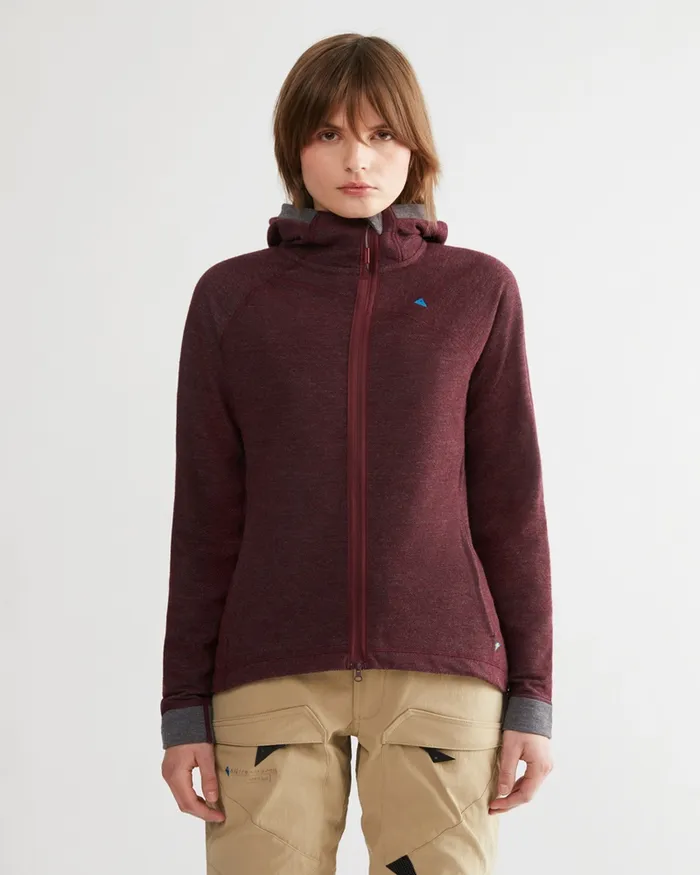 Women Hdur Hooded Zip Tawny Red Klttermusen Fleeces and Sweaters