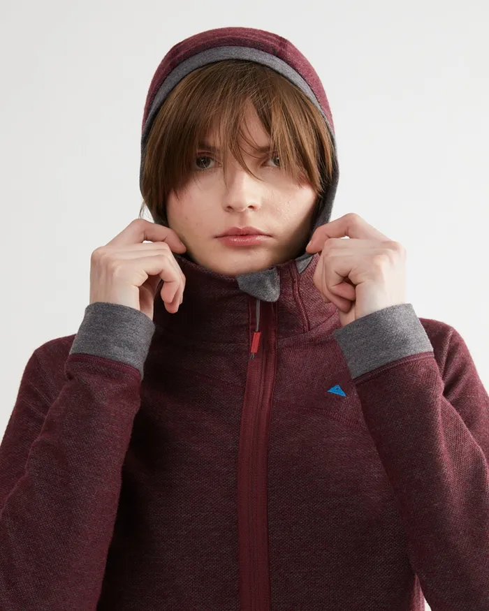 Women Hdur Hooded Zip Tawny Red Klttermusen Fleeces and Sweaters