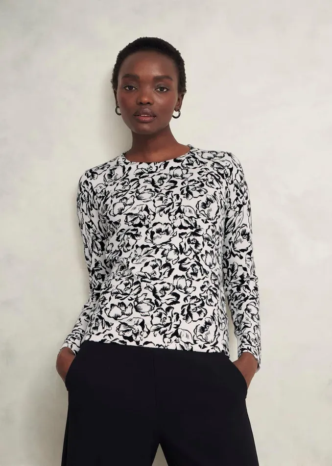 Women Harlow Jumper With Wool Ivory Black Hobbs Jumpers and Cardigans