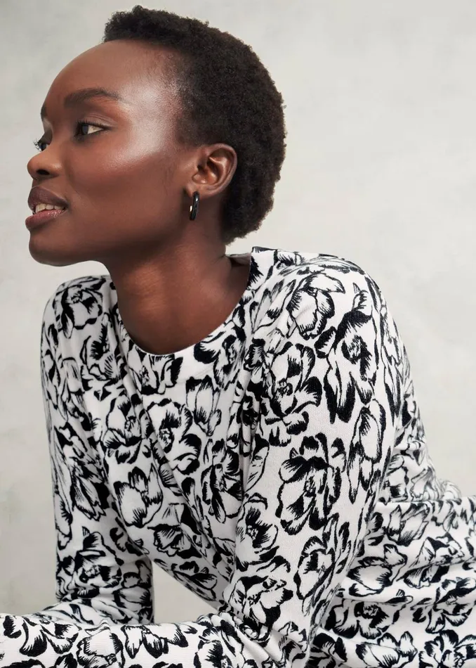 Women Harlow Jumper With Wool Ivory Black Hobbs Jumpers and Cardigans