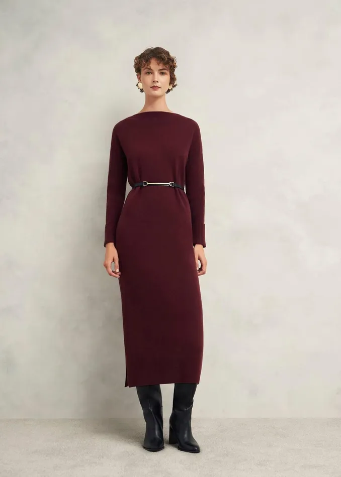 Women Hartsfirth Knitted Dress With Cashmere Cocoa Brown Hobbs Dresses and Jumpsuits