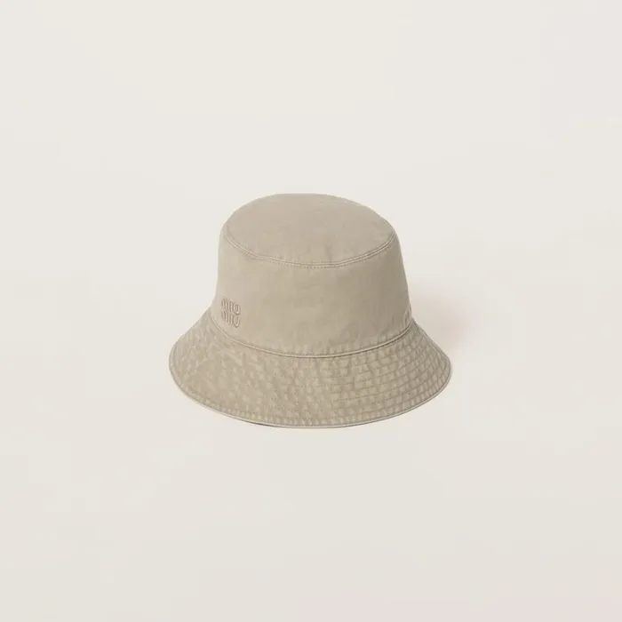 Women Hats And Gloves Miu Miu Gabardine Bucket Hat Clay Grey