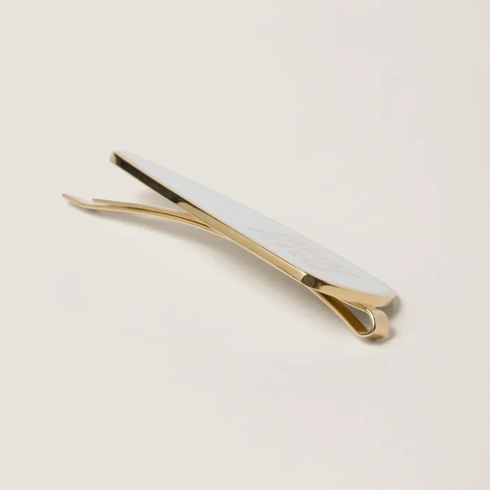 Women Headbands And Hair Accessories Miu Miu Enameled Metal Hair Clip White Women Headbands And Hair Accessories Miu Miu Enameled Metal Hair Clip White