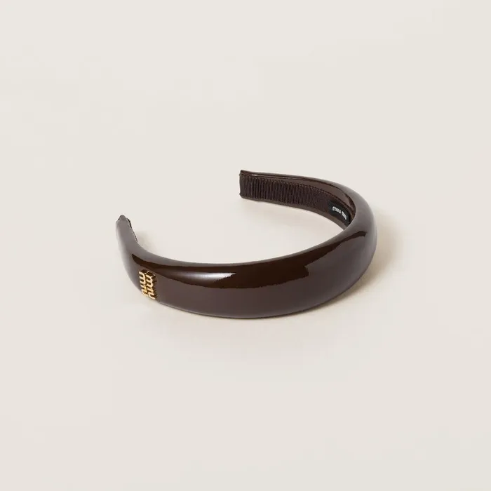 Women Headbands And Hair Accessories Miu Miu Patent Leather Headband Briarwood