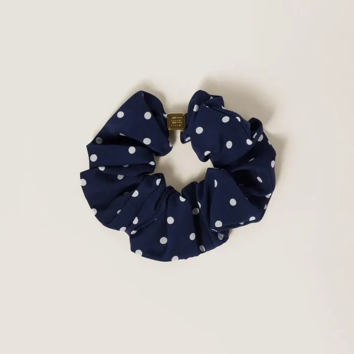Women Headbands And Hair Accessories Miu Miu Silk Scrunchie Blueivory