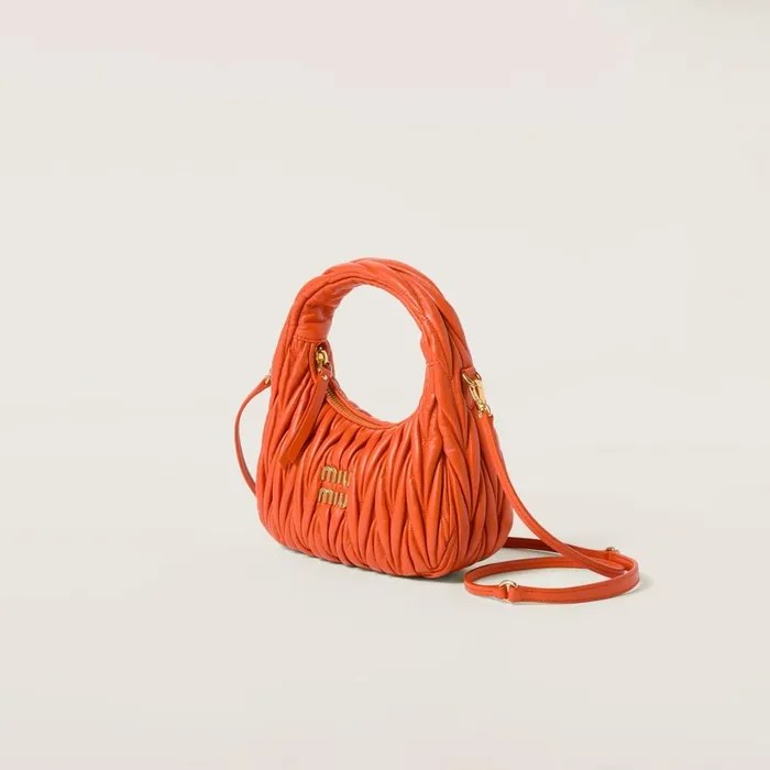 Women Hobo Bags Miu Miu Wander Matelass Nappa Leather Hobo Bag Orange Women Hobo Bags Miu Miu Wander Matelass Nappa Leather Hobo Bag Orange