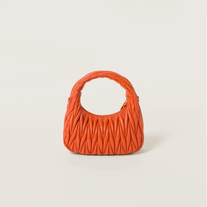 Women Hobo Bags Miu Miu Wander Matelass Nappa Leather Hobo Bag Orange Women Hobo Bags Miu Miu Wander Matelass Nappa Leather Hobo Bag Orange