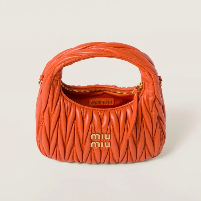Women Hobo Bags Miu Miu Wander Matelass Nappa Leather Hobo Bag Orange Women Hobo Bags Miu Miu Wander Matelass Nappa Leather Hobo Bag Orange