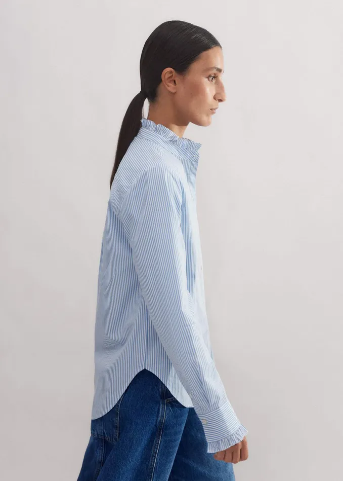 Women Impossibly Soft Feminine Stripe Shirt Bluewhite Stripe MEEM