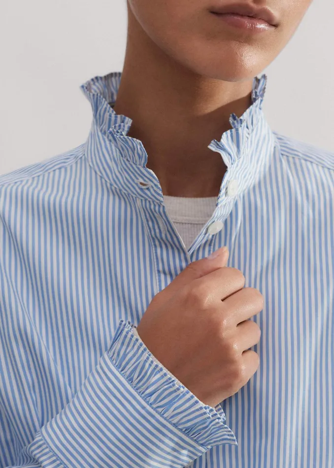 Women Impossibly Soft Feminine Stripe Shirt Bluewhite Stripe MEEM