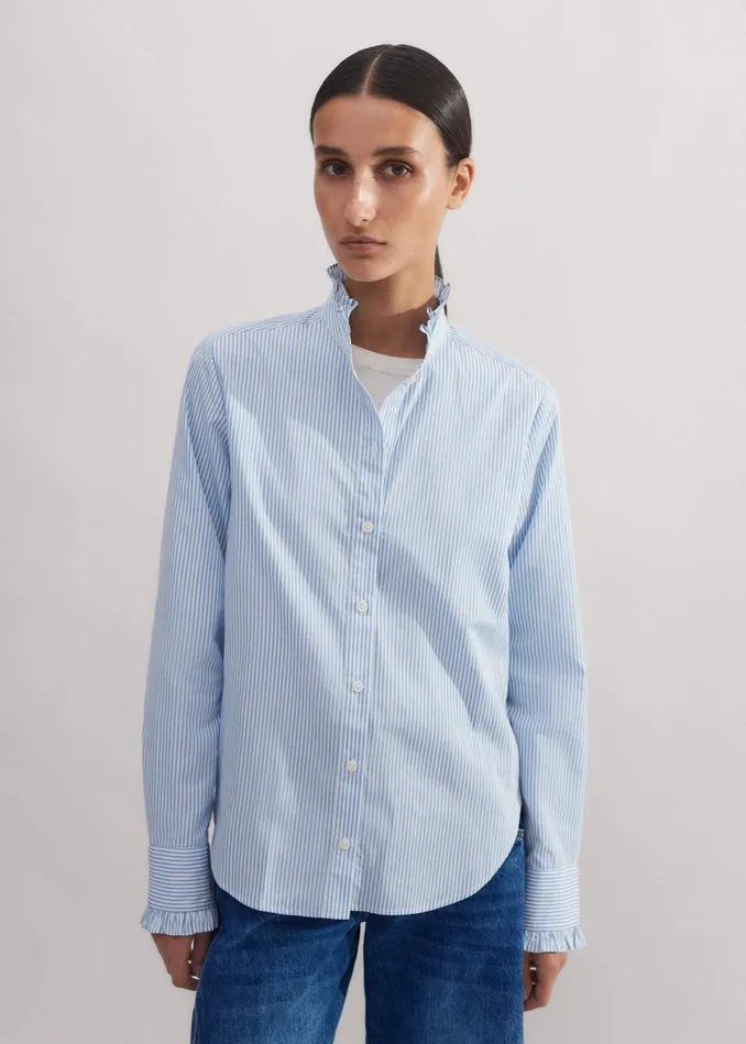 Women Impossibly Soft Feminine Stripe Shirt Bluewhite Stripe MEEM