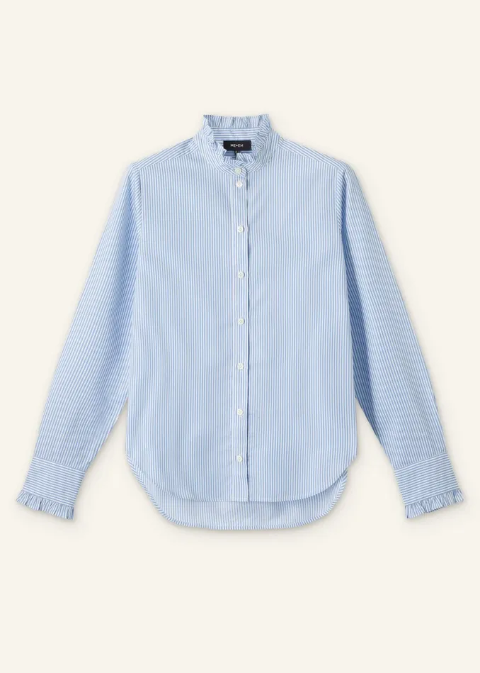 Women Impossibly Soft Feminine Stripe Shirt Bluewhite Stripe MEEM
