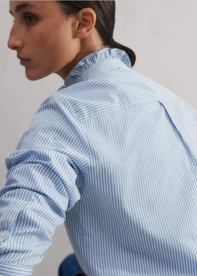 Women Impossibly Soft Feminine Stripe Shirt Bluewhite Stripe MEEM