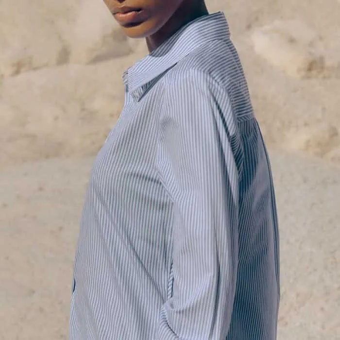 Women Impossibly Soft Forever Stripe Shirt Bluewhite MEEM