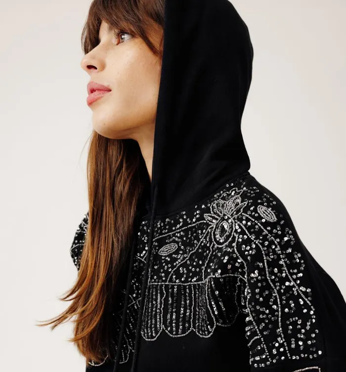 Women Indian Embroidered Sweatshirt 8211 Black Promod Jumpers And Cardigans Women Indian Embroidered Sweatshirt 8211 Black Promod Jumpers And Cardigans