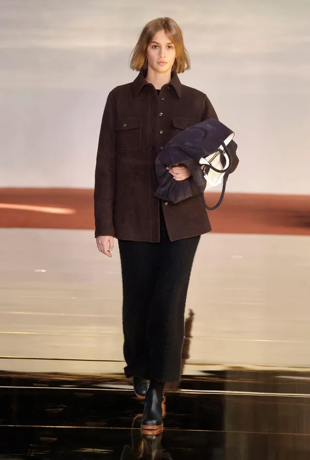 Women Jackets and Coats Gabriela Hearst John Austin Overshirt In Chocolate DoubleFace Recycled Cashmere Felt