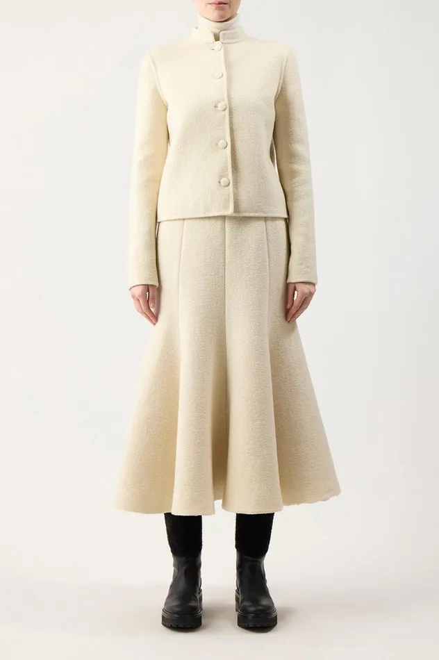 Women Jackets and Coats Gabriela Hearst Larrington Jacket In Ivory DoubleFace Recycled Cashmere Felt
