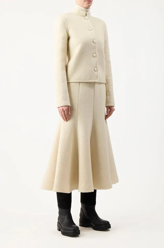 Women Jackets and Coats Gabriela Hearst Larrington Jacket In Ivory DoubleFace Recycled Cashmere Felt