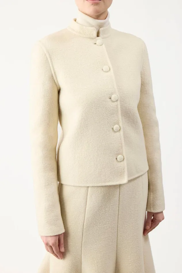 Women Jackets and Coats Gabriela Hearst Larrington Jacket In Ivory DoubleFace Recycled Cashmere Felt