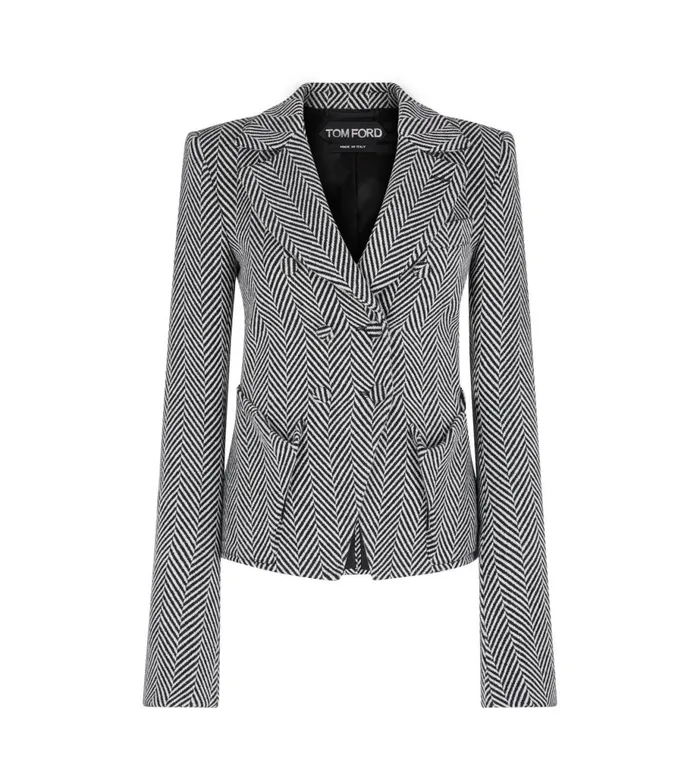 Women Jackets Tom Ford Wool Double Breasted Fitted Jacket Blackwhite
