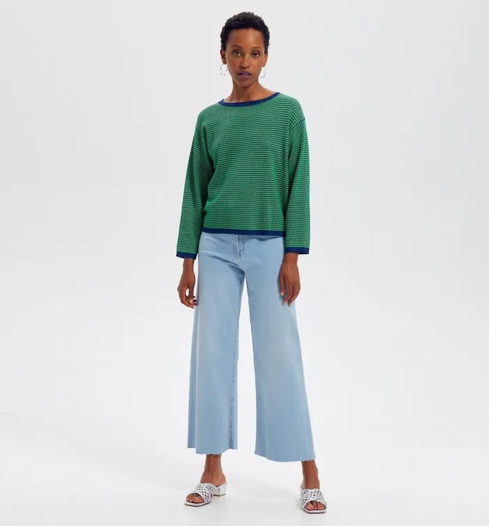 Women JacquardEffect Jumper 8211 Green Print Promod Jumpers And Cardigans Women JacquardEffect Jumper 8211 Green Print Promod Jumpers And Cardigans