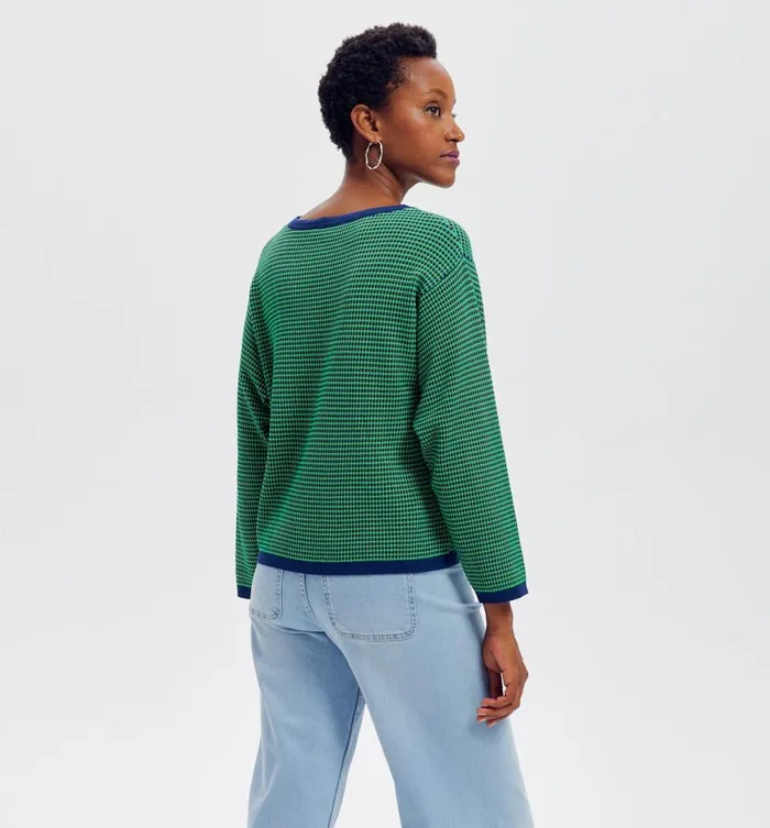 Women JacquardEffect Jumper 8211 Green Print Promod Jumpers And Cardigans Women JacquardEffect Jumper 8211 Green Print Promod Jumpers And Cardigans
