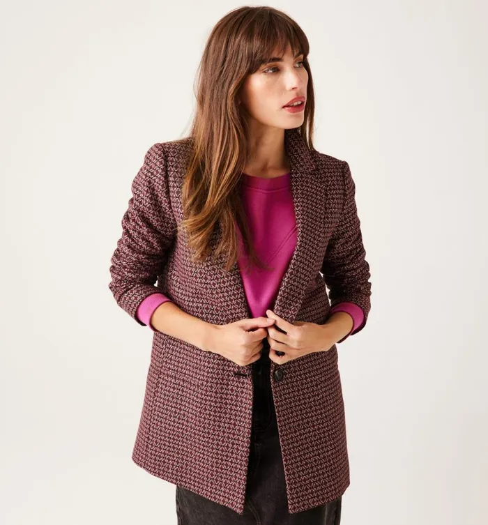 Women Jacquard Fitted Jacket 8211 Multicolour Print Promod Jackets