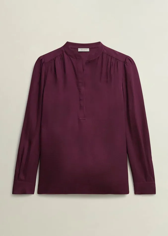 Women Jade Satin Blouse Warm Plum Hobbs Tops