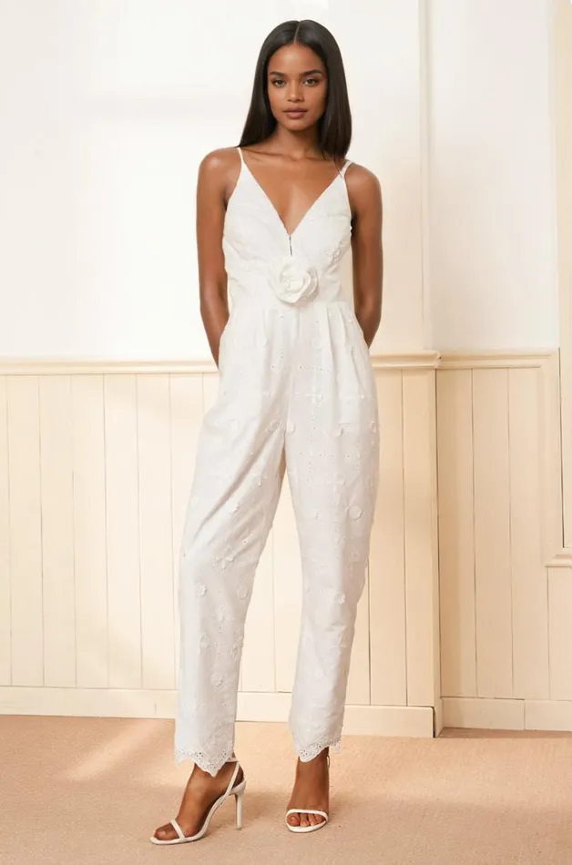 Women Jumpsuits and Rompers YUMI KIM BECKY JUMPSUIT California Eyelet White