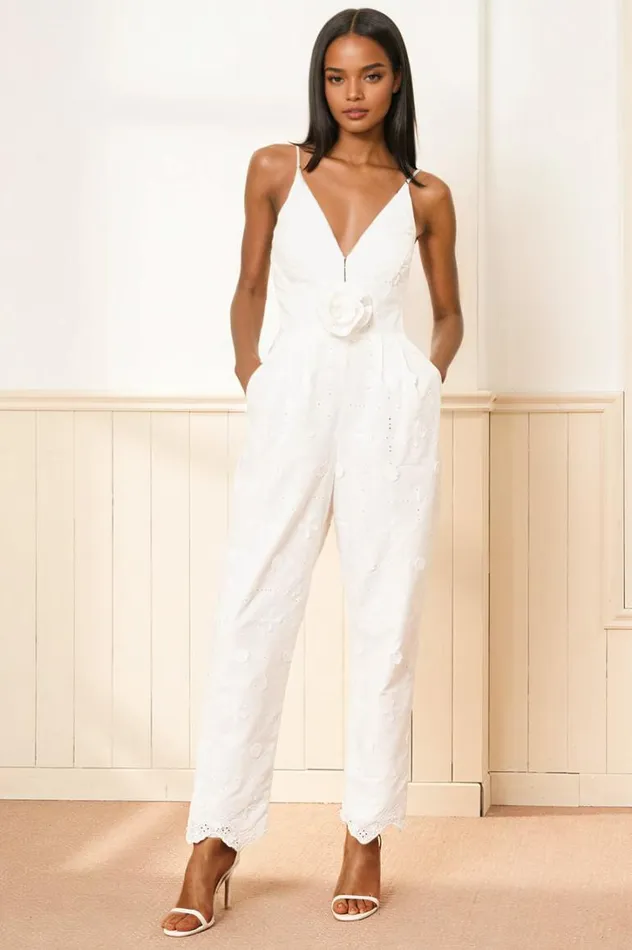 Women Jumpsuits and Rompers YUMI KIM BECKY JUMPSUIT California Eyelet White