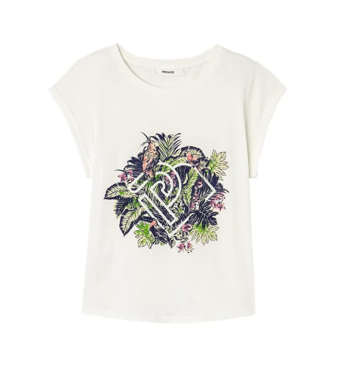 Women Jungle Motif TShirt 8211 Ecru Print Promod Tops Women Jungle Motif TShirt 8211 Ecru Print Promod Tops