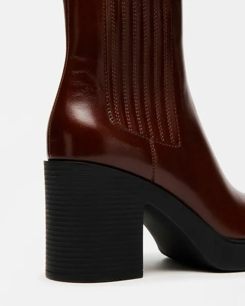Women KAYDEN BROWN LEATHER Brown Leather Steve Madden Boots and Booties