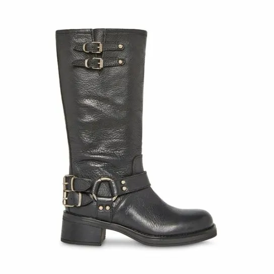 WomenKids039 ASTOR BLACK LEATHER Black Leather Steve Madden Boots and Booties