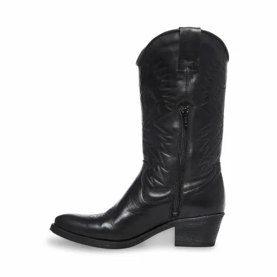 WomenKids039 HAYWARD BLACK LEATHER Black Leather Steve Madden Boots and Booties WomenKids039 HAYWARD BLACK LEATHER Black Leather Steve Madden Boots and Booties