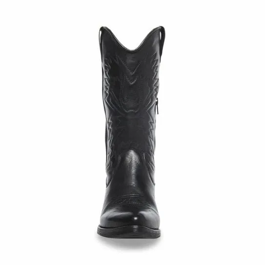 WomenKids039 HAYWARD BLACK LEATHER Black Leather Steve Madden Boots and Booties WomenKids039 HAYWARD BLACK LEATHER Black Leather Steve Madden Boots and Booties