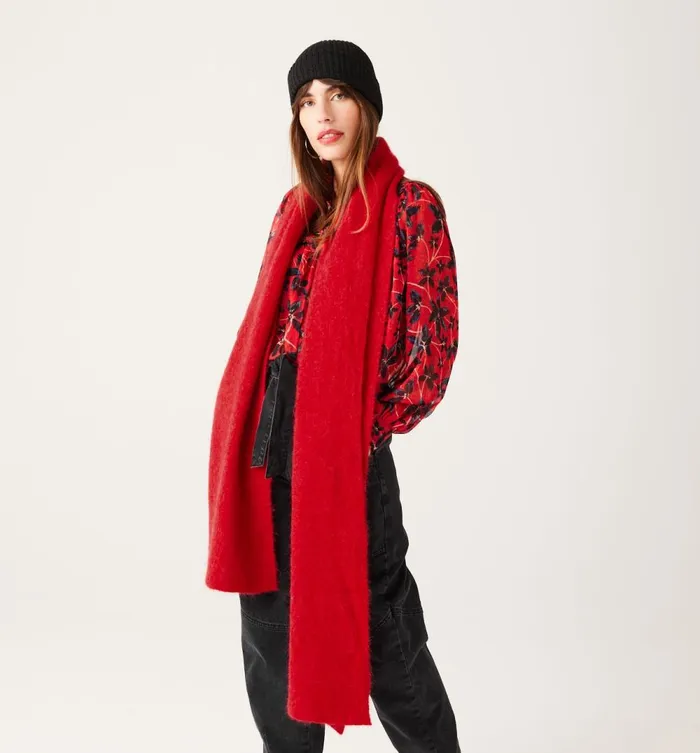 Women Knit Scarf With Alpaca 8211 Red Promod Scarves