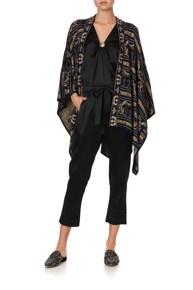 Women Knitwear Camilla Short Knit Poncho With Tie Punk Of Primrose