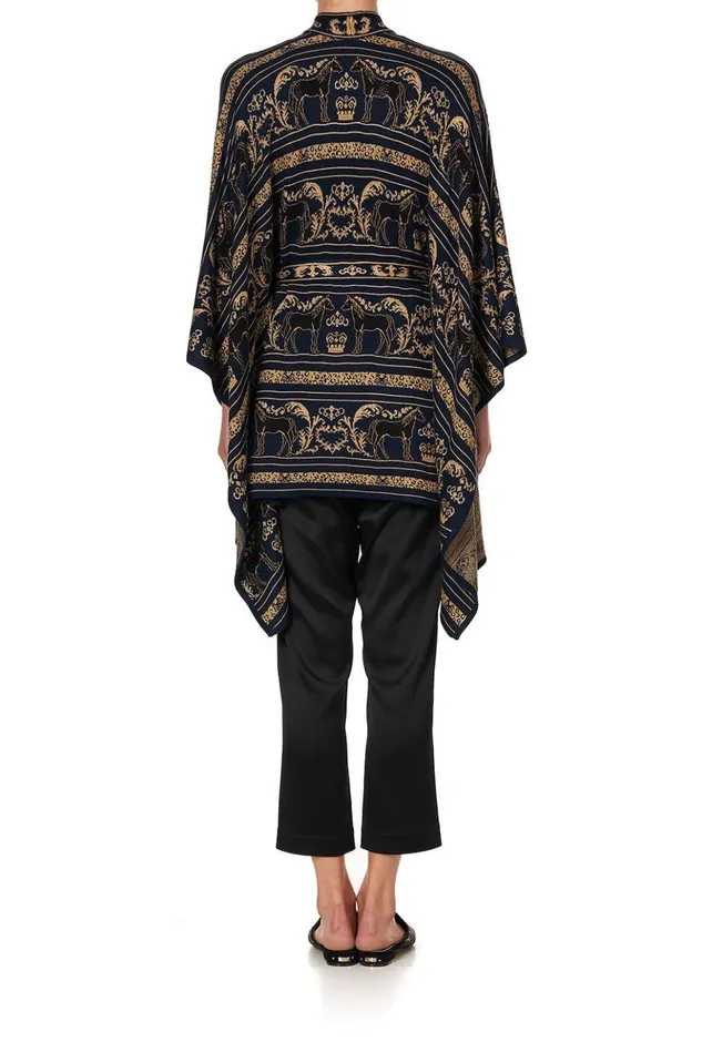 Women Knitwear Camilla Short Knit Poncho With Tie Punk Of Primrose