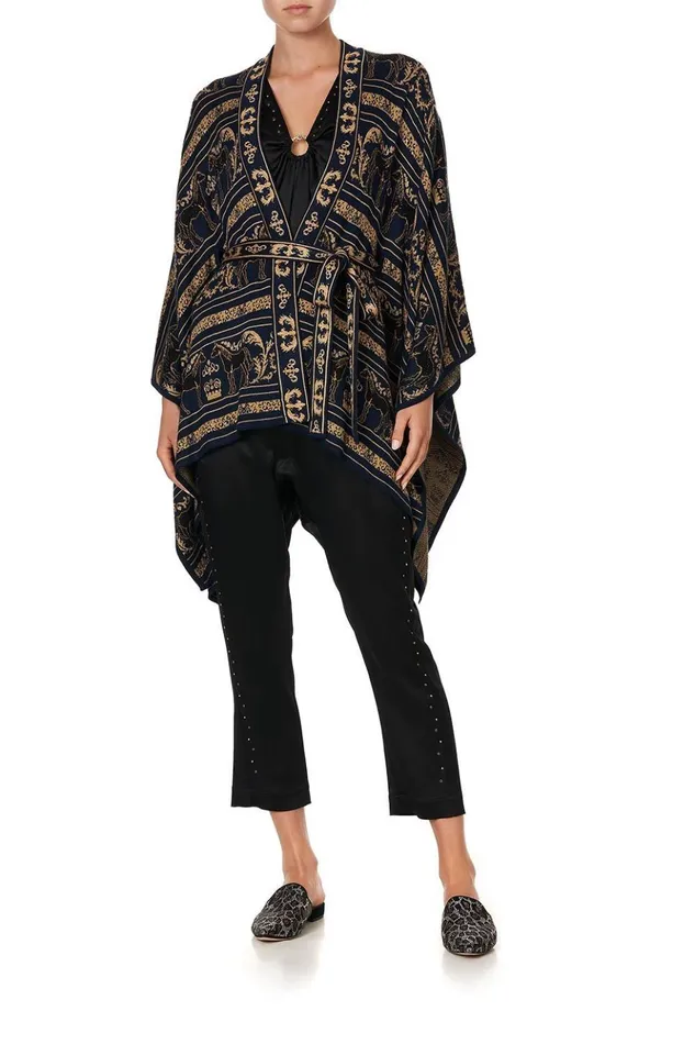 Women Knitwear Camilla Short Knit Poncho With Tie Punk Of Primrose