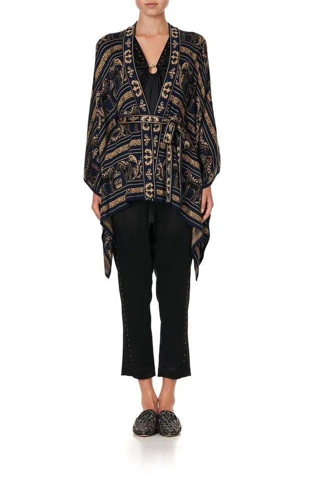 Women Knitwear Camilla Short Knit Poncho With Tie Punk Of Primrose