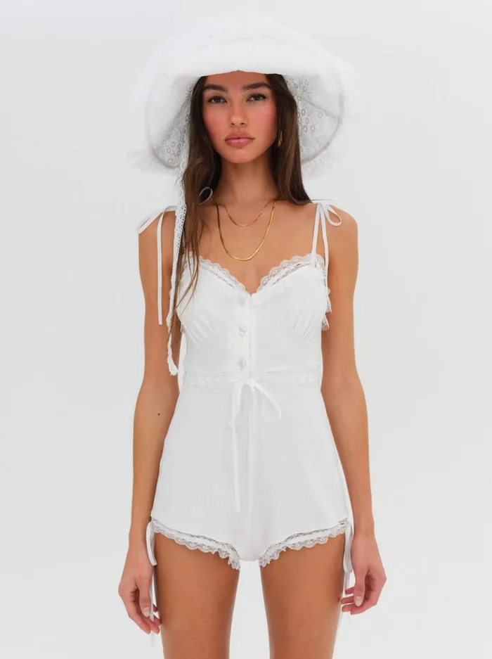 Women Knitwear For Love and Lemons Joan Romper White