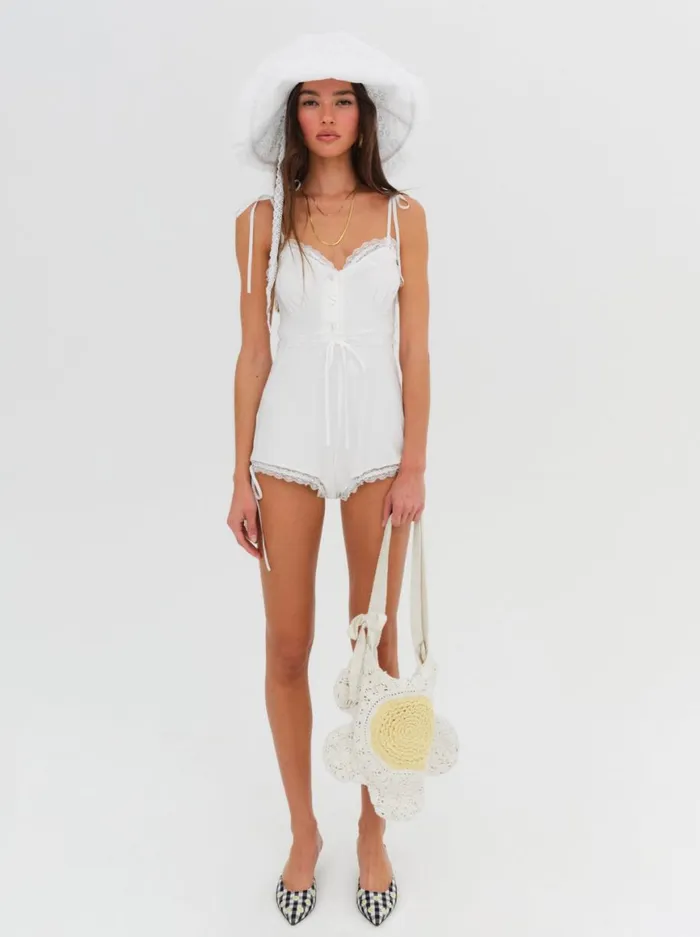 Women Knitwear For Love and Lemons Joan Romper White Women Knitwear For Love and Lemons Joan Romper White