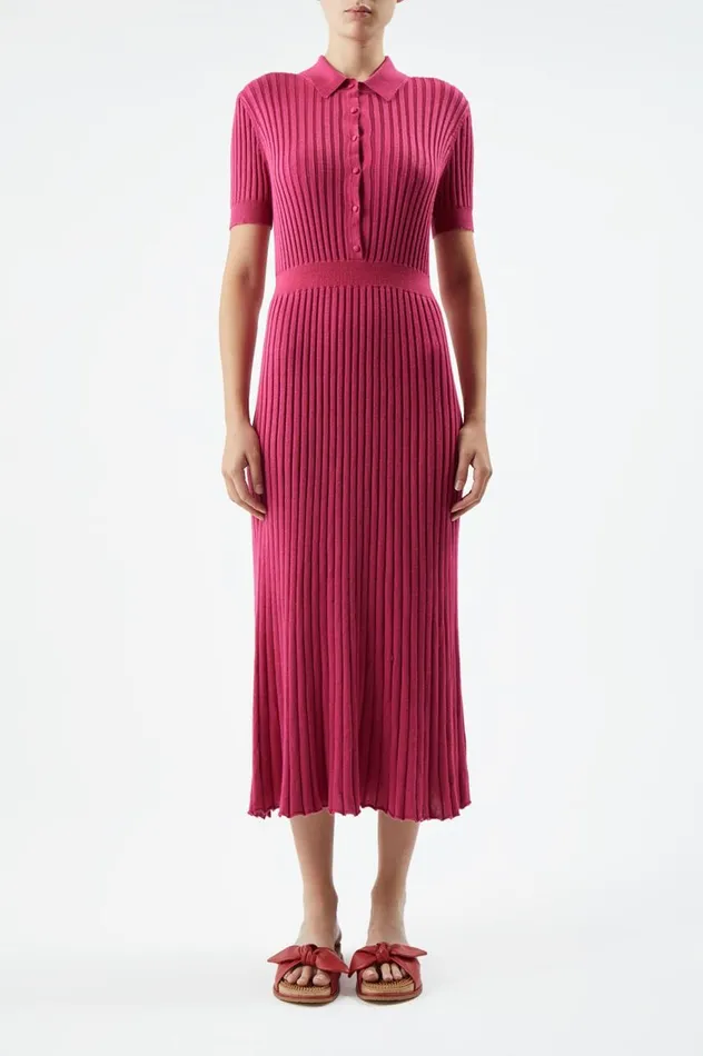 Women Knitwear Gabriela Hearst Amor Knit Dress In Fuchsia Cashmere Silk