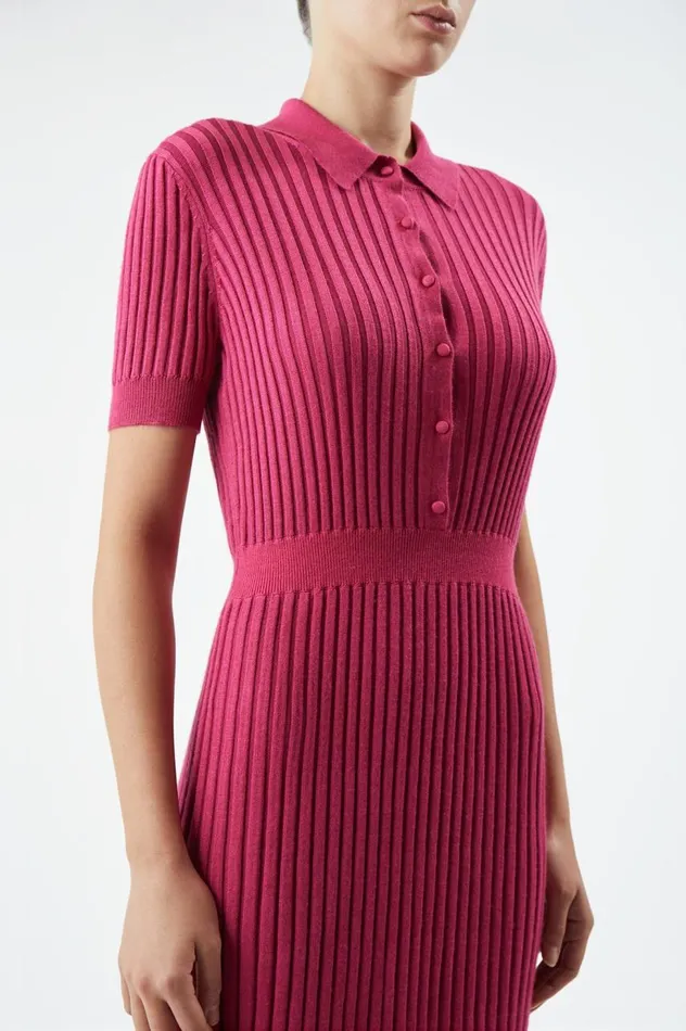 Women Knitwear Gabriela Hearst Amor Knit Dress In Fuchsia Cashmere Silk