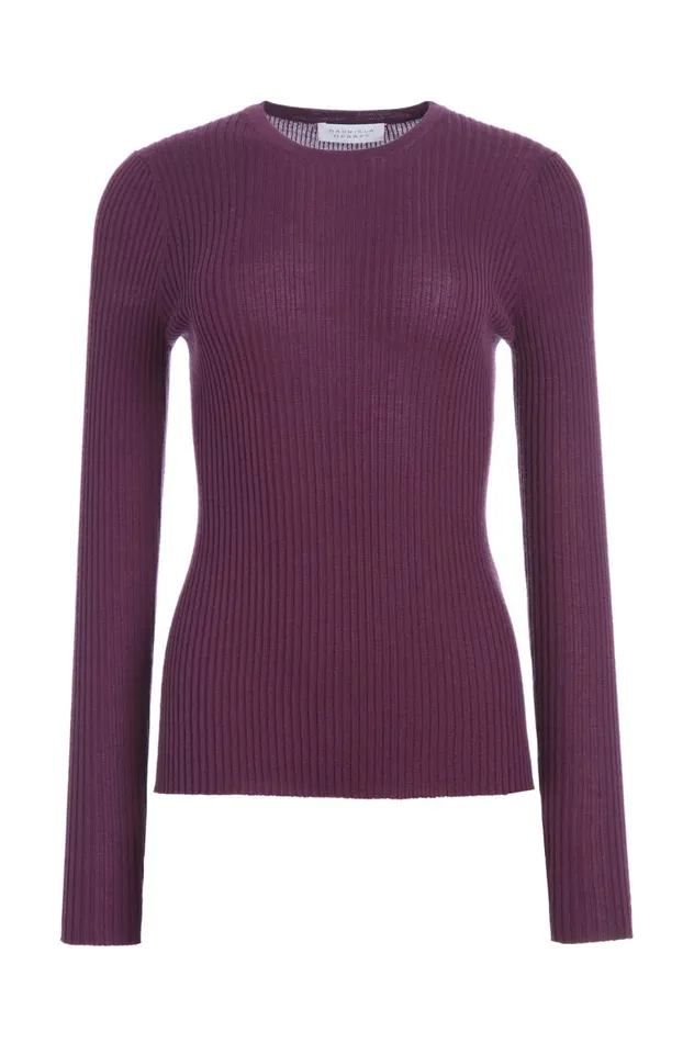 Women Knitwear Gabriela Hearst Browning Knit Sweater In Italian Plum Cashmere Silk